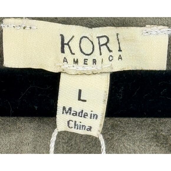 Kori America Womens Faux Suede Asymmetric Full Zip Jacket w/ Pockets Size L NWT - Picture 4 of 6